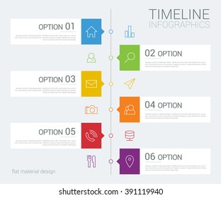 Vector timeline info graphic with line icons