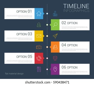 Vector timeline info graphic with line icons