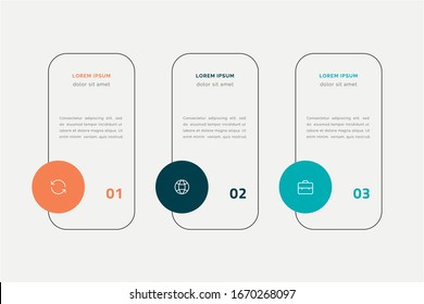 Vector timeline infographic with 3 options, steps or processes. Colorful template design