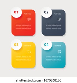 Infografía de la línea de tiempo de vectores con 4 opciones, pasos o procesos. Diseño de plantilla colorido