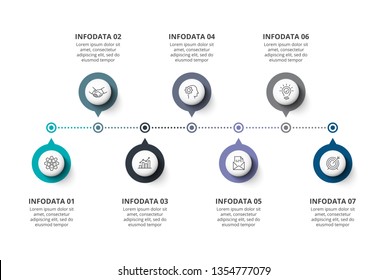 Vector Timeline Infographic With 7 Options.