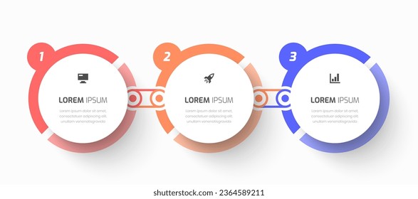 Vector Timeline Infographic Business with Circle Label, Line, Icon and 3 Numbers for Presentation