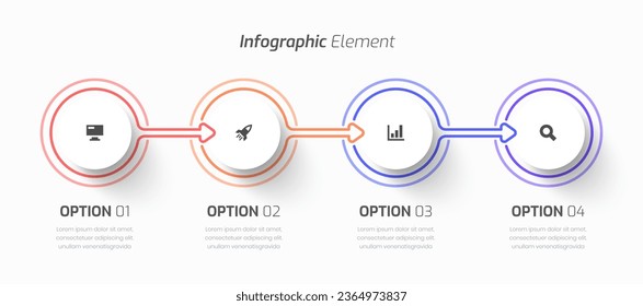 Vector Timeline Infographic Business with Circle Label, Line, Icon and 4 Options for Presentation