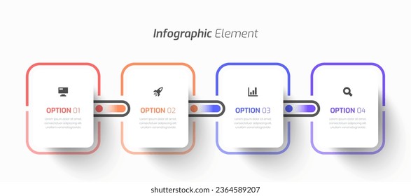 Vector Timeline Infographic Business with Rectangle Label, Line, Icon and 4 Options for Presentation