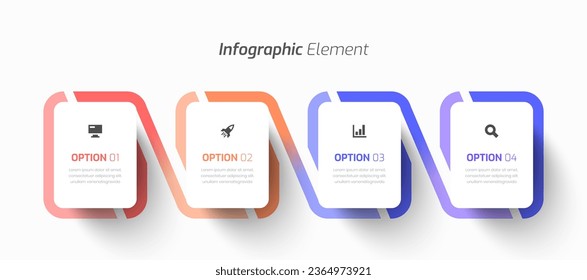 Vector Timeline Infographic Business with Rectangle Label, Icon and 4 Option for Presentation