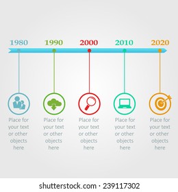 Vector timeline infographic design. can be used for layout, banner, diagram, number options, step up options, web design.