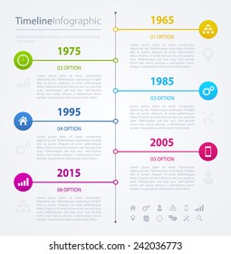 Vector timeline Infographic with diagrams. With set of Icons. Vector design