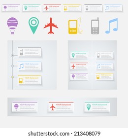 Vector Timeline Infographic with diagrams and text.
