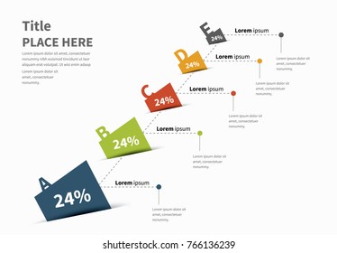 Vector timeline infographic layout with rectangles along a dashed path.
