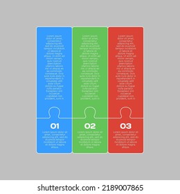 Vector Timeline Infographic Process On 3 Parts, Options Or Processes. Template Time Line For Diagram, Graph, Presentation And Chart. Three Steps Jigsaw Info Graphic For Business, Idea, Flow Concept