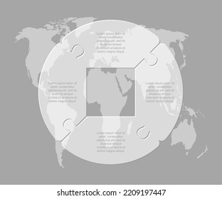 Vector timeline infographic process on 4 parts, options or processes. Template time line for diagram, graph, presentation and chart. Four steps jigsaw info graphic for business, idea, flow concept