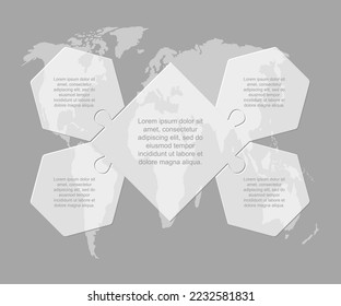 Vector timeline infographic process on 4 parts, options or processes. Template time line for diagram, graph, presentation and chart. Four steps jigsaw info graphic for business, idea, flow concept