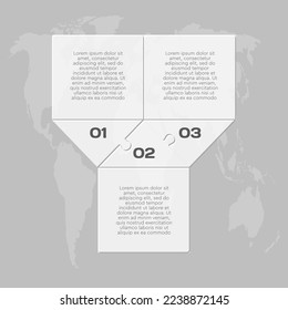 Vector timeline infographic process on 3 parts, options or processes. Template time line for diagram, graph, presentation and chart. Three steps glass square jigsaw for business, flow concept