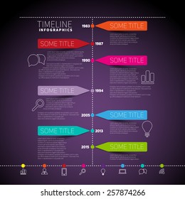 Vector timeline Infographic report template with paper stripes and icons