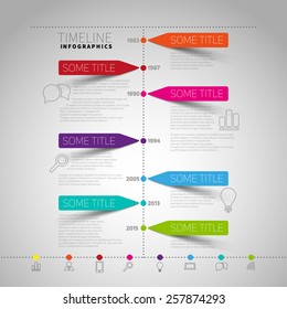 Vector timeline Infographic report template with paper stripes and icons