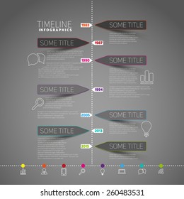 Vector timeline Infographic report template with paper stripes and icons