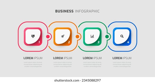Vector Timeline Infographic Template with Abstract Design, Icons and 4 Numbers for Presentation