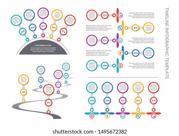 Vector timeline infographic template company milestones big collection