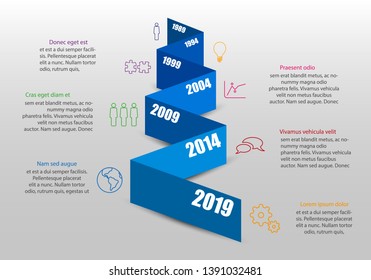 Vector Timeline Infographic Template with folded line