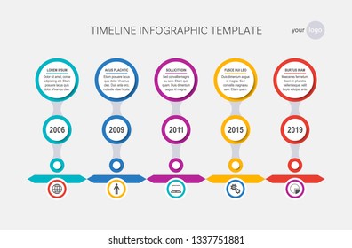 Vector timeline infographic template milestones of your company