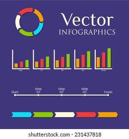 Vector timeline infographics, elements and icons, design template
