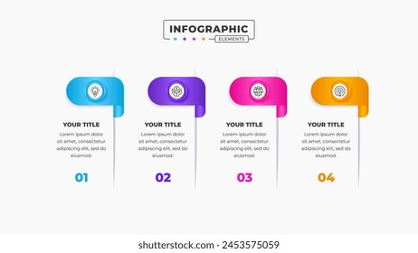 Vector timeline label infographic presentation design template with 4 steps