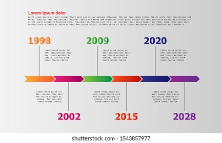 Vector Timeline milestone template  with easy line icons - Vector