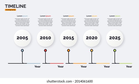 Vector timeline minimal infographic concept template with five periods of time. Editable stroke.