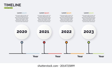 Plantilla de concepto de infografía mínima de la escala de tiempo del vector con cuatro períodos de tiempo. Trazo editable.