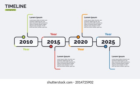 Vector timeline minimal infographic concept template with four periods of time. Editable stroke.