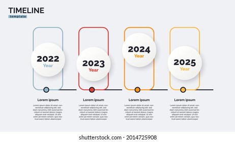 Vector timeline minimal infographic concept template with four periods of time. Editable stroke.