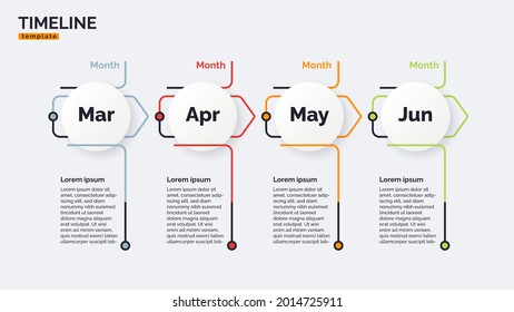 Vector timeline minimal infographic concept template with four periods of time. Editable stroke.