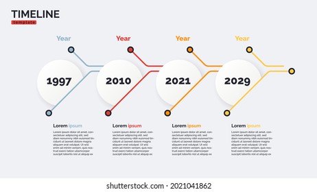 Vector timeline minimal infographic concept template with four periods of time. Editable stroke.