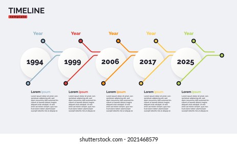 Vector timeline minimal infographic concept template with five periods of time. Editable stroke.