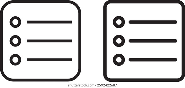 Vector timeline, outline, list icon, burger line app menu for home or drop list
