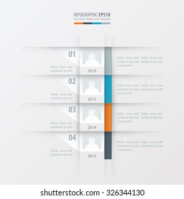 vector timeline report design template  yellow, blue, pink color