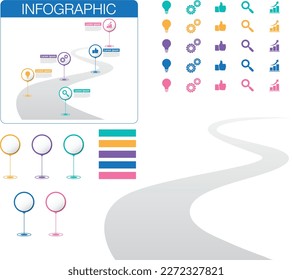 Vector Timeline Route Template Modern Style Infographic Stock Vector