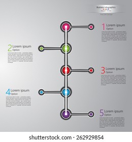 Vector Timeline Template, Colorful Circle With Number and Information Text on Abstract Gray Background, Timeline/Workflow/Element Layout Design, Modern Template Design, Vector Illustration