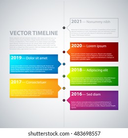Vector timeline template with colorful tabs.