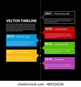 Vector timeline template with colorful tabs.