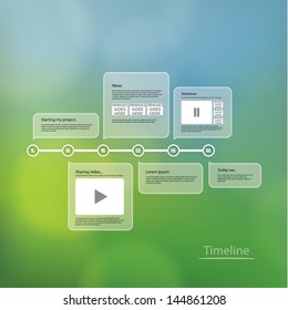 Vector timeline template. Layout with much space for your content. Elements for your website or presentation. Sizable and editable friendly. Fresh, modern design.