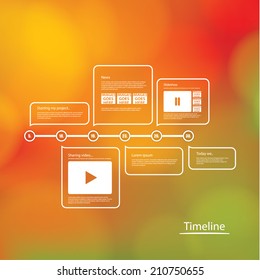 Vector timeline template. Layout with much space for your content. Elements for your website or presentation. Sizable and editable friendly. Fresh, modern design.