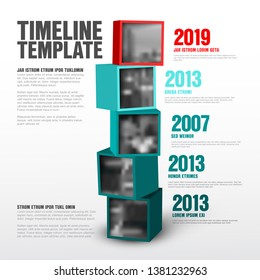 Vector timeline template made from cubes with photos