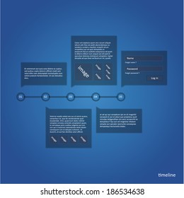Vector timeline template - minimal design with place for your information and images. Template on trendy blurry background.