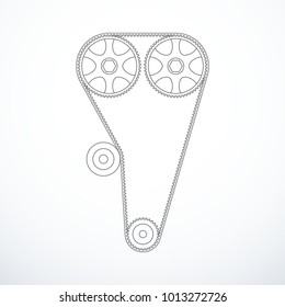 Vector timing belt isolated. Gas distribution mechanism