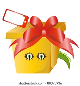 Vector of tiny dragon in present box