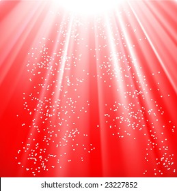 Vector - tiny hearts floating on rays of light