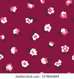 Vector Tiny Roses in Pinks seamless pattern background.