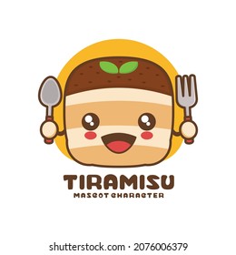 vector tiramisu cartoon mascot ,italian dessert illustration, suitable for, logos, prints, labels, stickers, etc.
