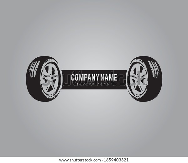 Vector Tire company logo, Tire\
store logo design, Black colored tire logo on grey colored\
background
